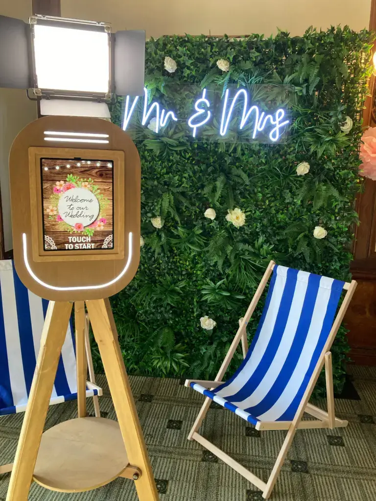 Home 1 Vintage selfie pod photo booth at a wedding in Cumbria