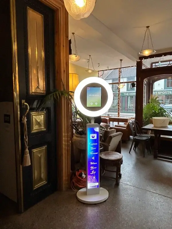 Digital selfie pod photo booth at a corporate event in Cumbria