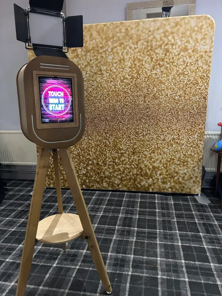 Branded selfie pod photo booth at a corporate Christmas party in Cumbria