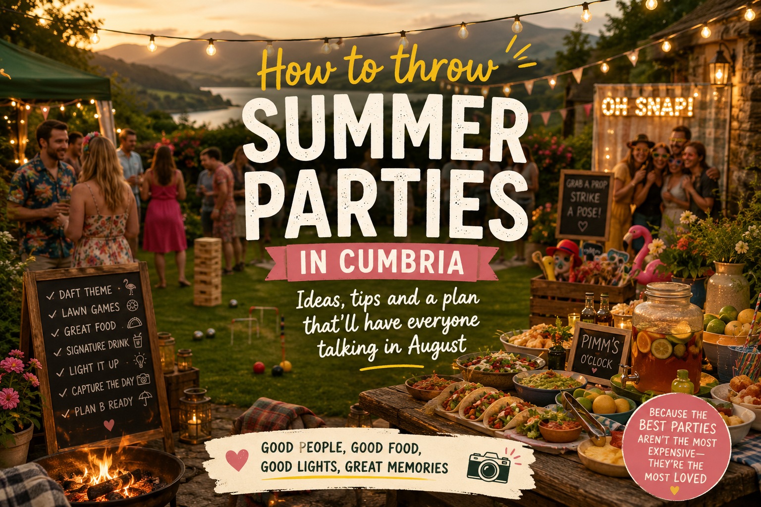 Summer Party Ideas in Cumbria That Aren't Just a BBQ 1 Guests enjoying a summer party with a photo booth in Cumbria