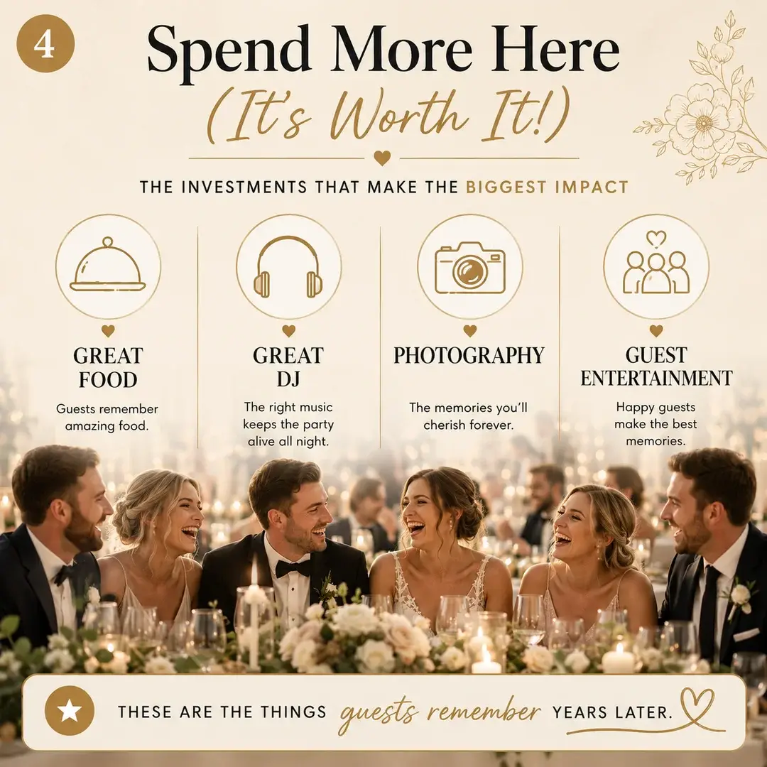What Does a 100-Person Wedding Actually Cost? (The Honest Answer Nobody Gives You) 3 Where to spend more on your wedding budget